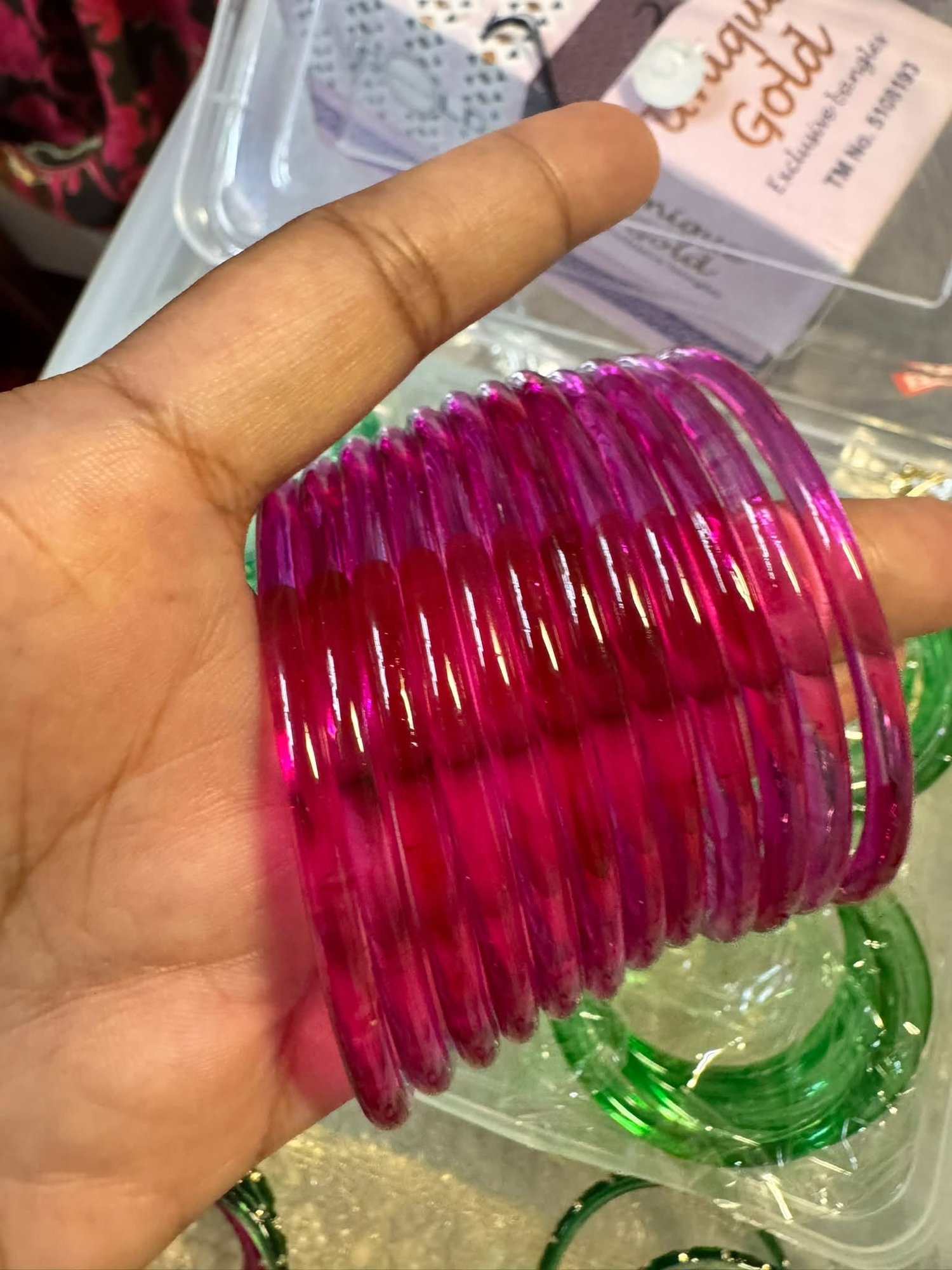 Pink Glass Bangles